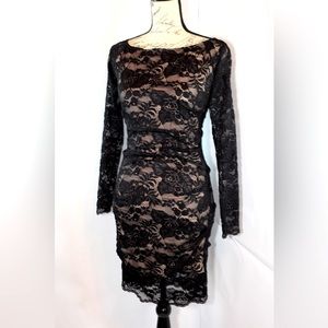 Gorgeous black lace and beige dress. New! No tags.